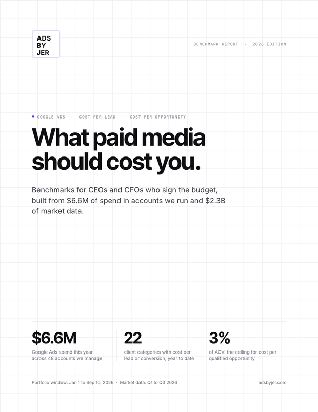 Benchmark report cover: what paid media should cost you